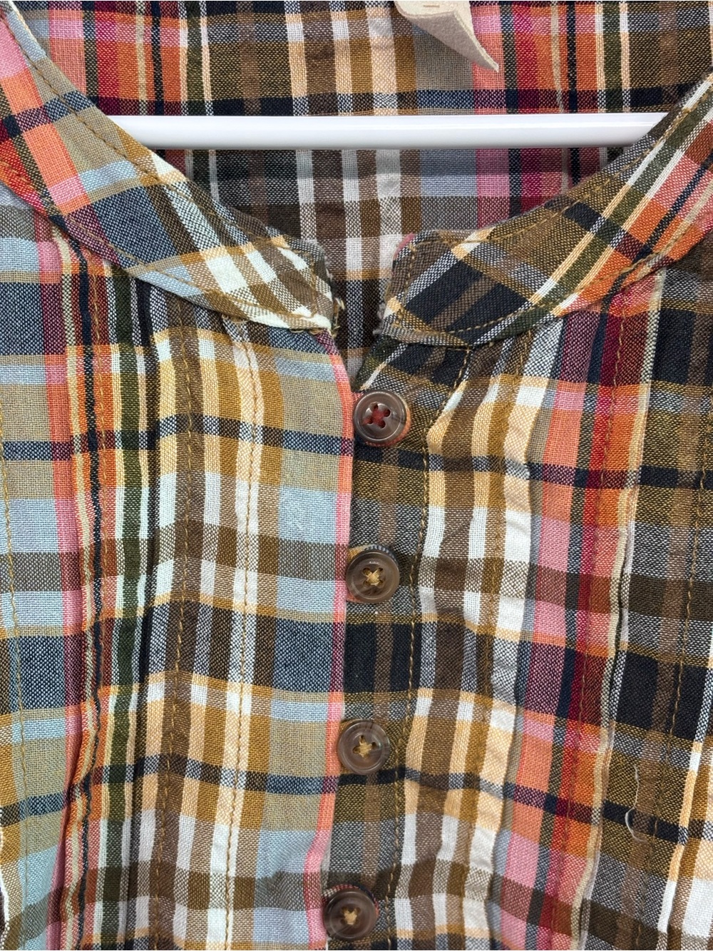 Pilcro Women’s XL Button Down Shirt Multicolor Plaid Long Sleeve Boho Top - Picture 5 of 7